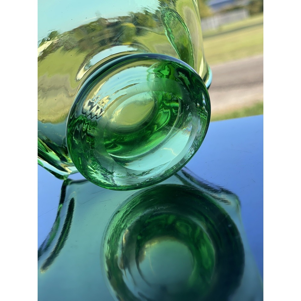 Vintage Art Glass Handkerchief Candy Bowl Pedestal Green Clear Base Epic Finger‎ - Picture 9 of 16